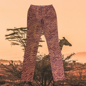 Tiger print orange/wine modern print skinny Pants NWOT Sz 4